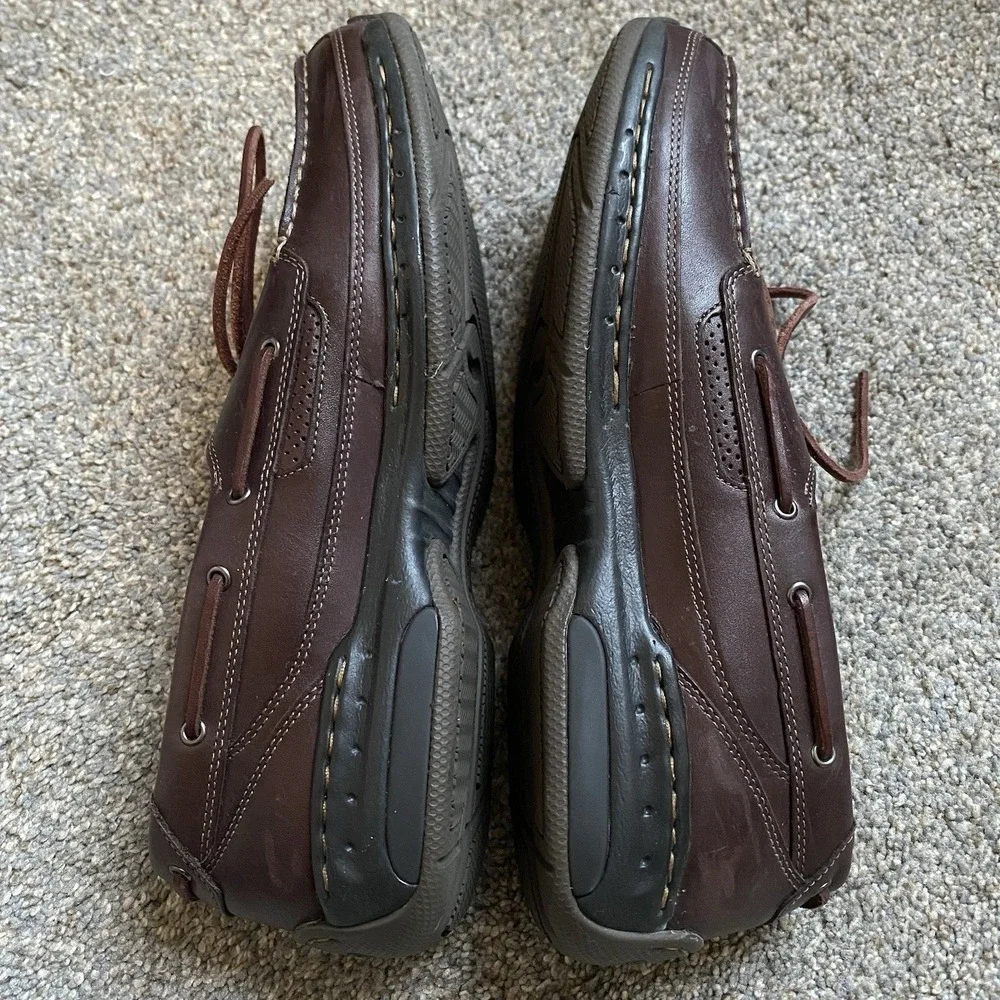 Dunham Men's Boat Shoes Size 10D EU 44 Wide Dark Brown Leather Preppy Workwear
